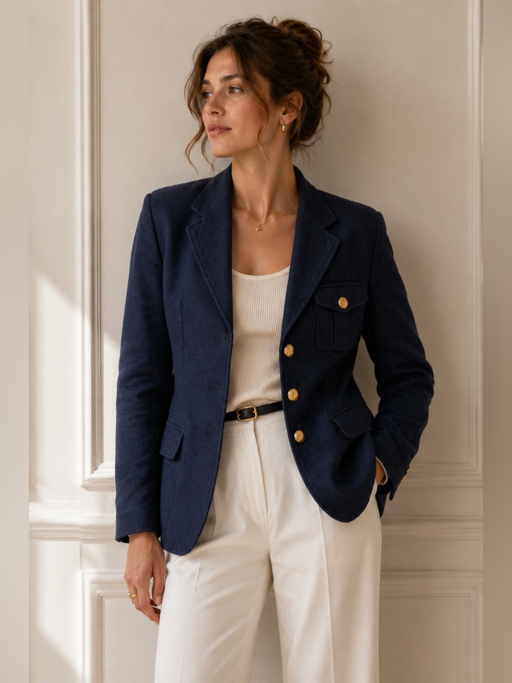 Ralph Lauren Navy Luxury Blazer | Gold Crest Buttons | Size 4
